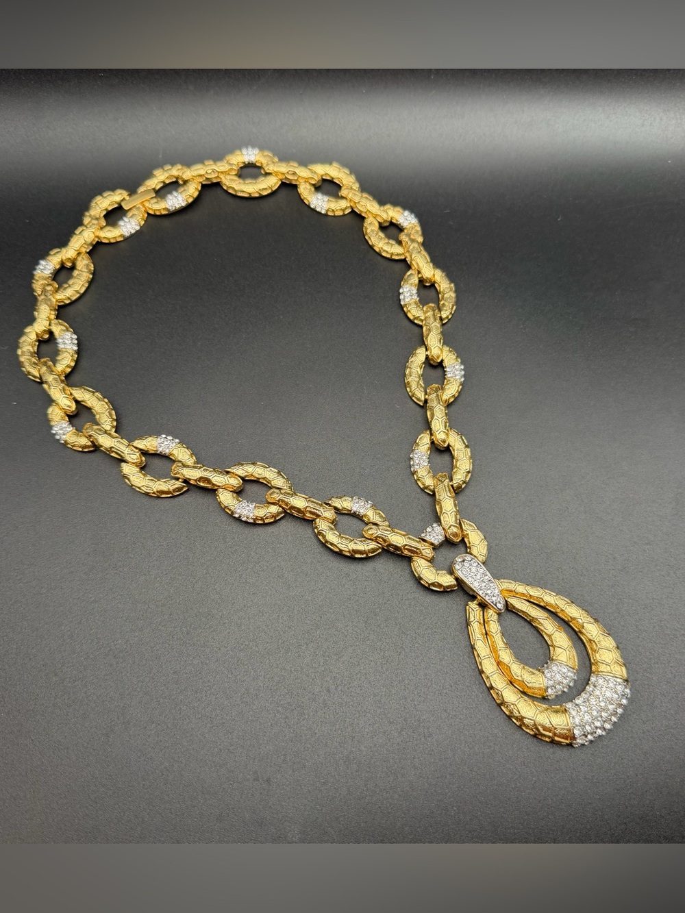 Catwalk Jon Statement Necklace #J41 gold tone rhinestone